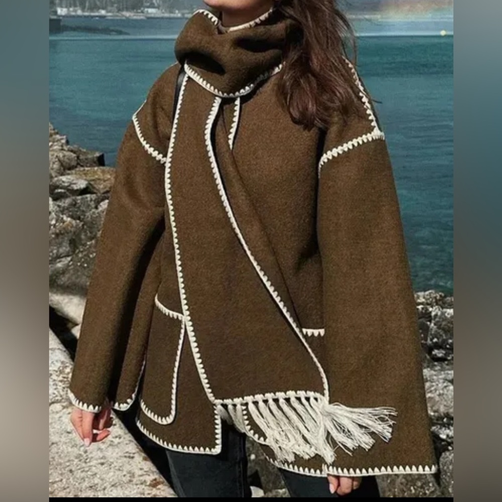 NWOT Chocolate Scarf & Jacket Combo
